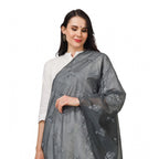 Seduva Women's Cotton Embroidered Dupatta (Grey, Length:��2.25 to 2.50 Mtr)