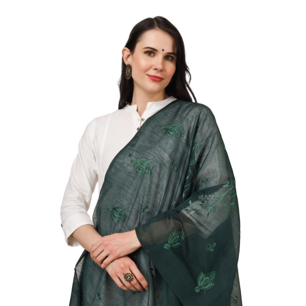 Seduva Women's Cotton Embroidered Dupatta (Green, Length:��2.25 to 2.50 Mtr)