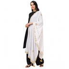 Seduva Women's Velvet Gotta Patti Dupatta (White, Length:��2.25 to 2.50 Mtr)
