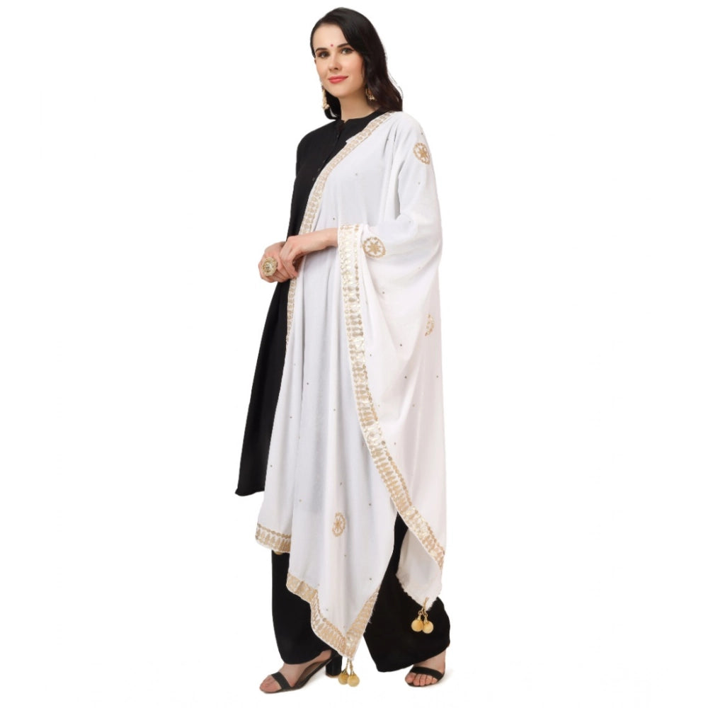 Seduva Women's Velvet Gotta Patti Dupatta (White, Length:��2.25 to 2.50 Mtr)