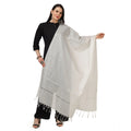 Seduva Women's Chanderi Solid Dupatta (White, Length:��2.25 to 2.50 Mtr)