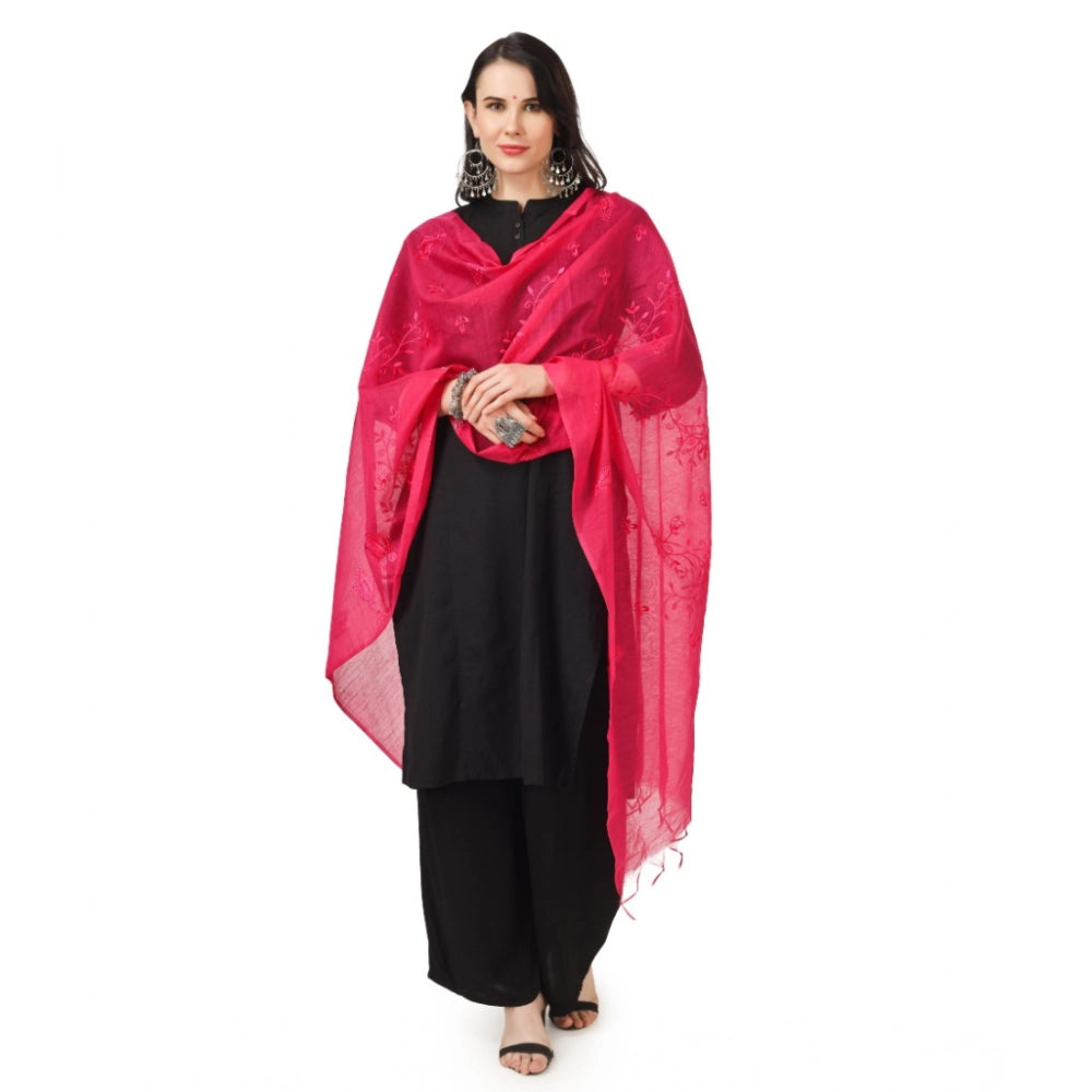 Seduva Women's Cotton Embroidered Dupatta (Maroon, Length:��2.25 to 2.50 Mtr)