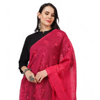 Seduva Women's Cotton Embroidered Dupatta (Maroon, Length:��2.25 to 2.50 Mtr)