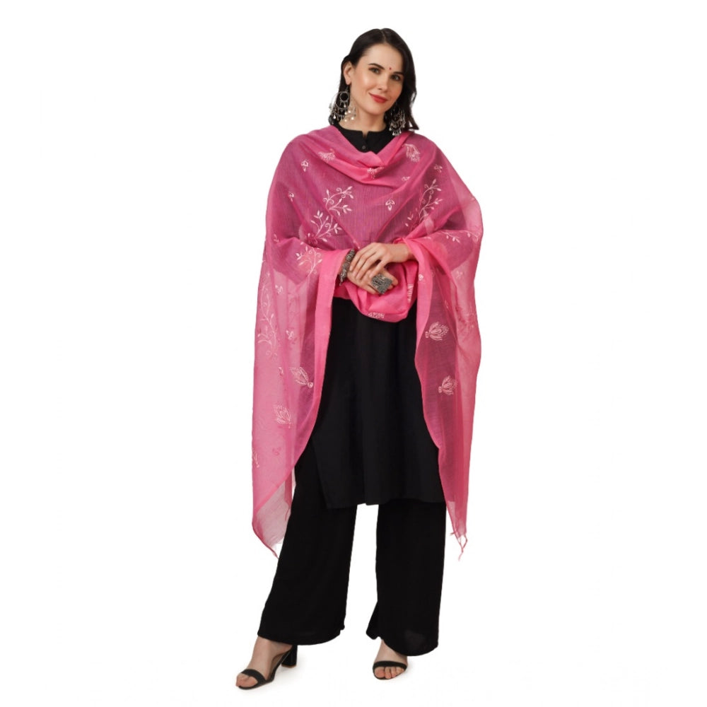 Seduva Women's Cotton Embroidered Dupatta (Pink, Length:��2.25 to 2.50 Mtr)