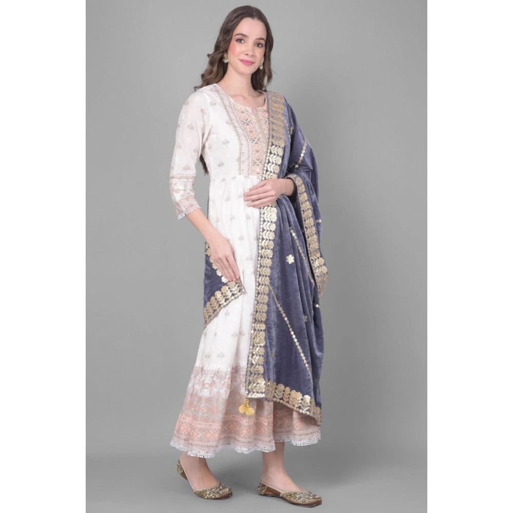 Seduva Women's Velvet Gotta Patti Dupatta (Grey, Length:��2.25 to 2.50 Mtr)
