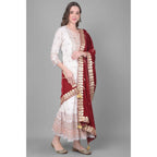 Seduva Women's Velvet Gotta Patti Dupatta (Maroon, Length:��2.25 to 2.50 Mtr)
