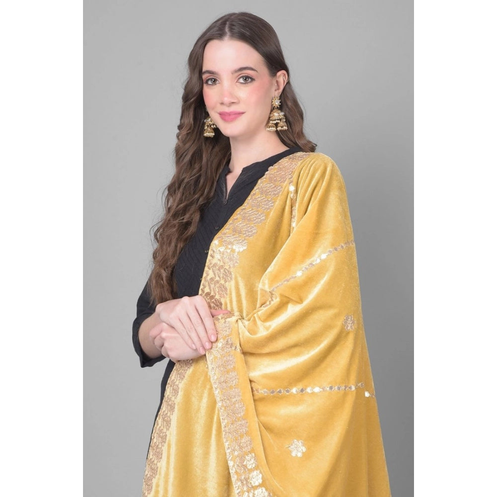 Seduva Women's Velvet Gotta Patti Dupatta (Gold, Length:��2.25 to 2.50 Mtr)