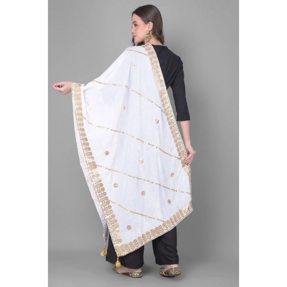 Seduva Women's Velvet Gotta Patti Dupatta (Off White, Length:��2.25 to 2.50 Mtr)