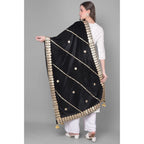 Seduva Women's Velvet Gotta Patti Dupatta (Black, Length:��2.25 to 2.50 Mtr)