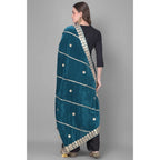 Seduva Women's Velvet Gotta Patti Dupatta (Teal, Length:��2.25 to 2.50 Mtr)