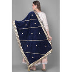 Seduva Women's Velvet Gotta Patti Dupatta (Navy, Length:��2.25 to 2.50 Mtr)