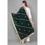 Seduva Women's Velvet Gotta Patti Dupatta (Green, Length:��2.25 to 2.50 Mtr)