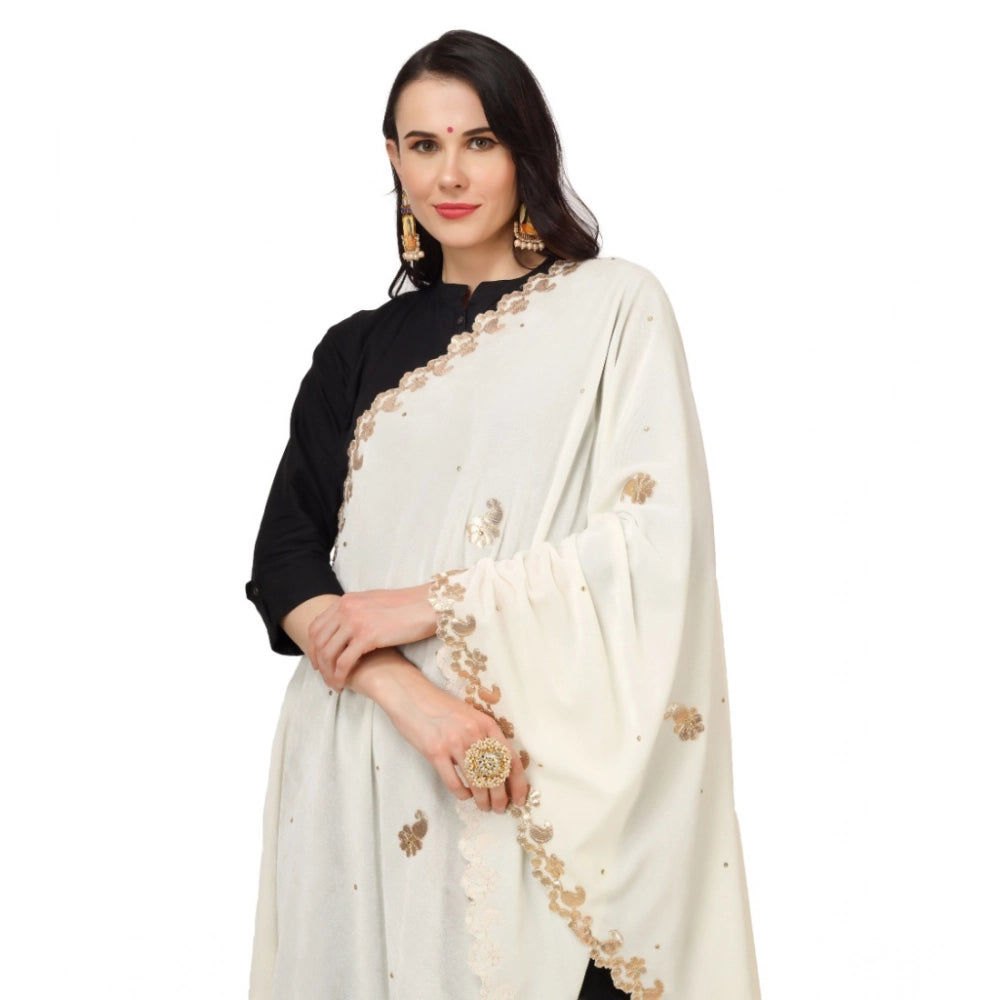Seduva Women's Velvet Gotta Patti Dupatta (Off White, Length:��2.25 to 2.50 Mtr)