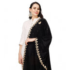Seduva Women's Velvet Gotta Patti Dupatta (Black, Length:��2.25 to 2.50 Mtr)