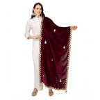 Seduva Women's Velvet Gotta Patti Dupatta (Purple, Length:��2.25 to 2.50 Mtr)