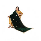 Seduva Women's Velvet Gotta Patti Dupatta (Green, Length:��2.25 to 2.50 Mtr)