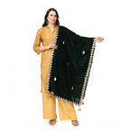 Seduva Women's Velvet Gotta Patti Dupatta (Green, Length:��2.25 to 2.50 Mtr)