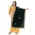 Seduva Women's Velvet Gotta Patti Dupatta (Green, Length:��2.25 to 2.50 Mtr)