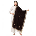 Seduva Women's Velvet Gotta Patti Dupatta (Brown, Length:��2.25 to 2.50 Mtr)