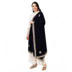 Seduva Women's Velvet Gotta Patti Dupatta (Blue, Length:��2.25 to 2.50 Mtr)