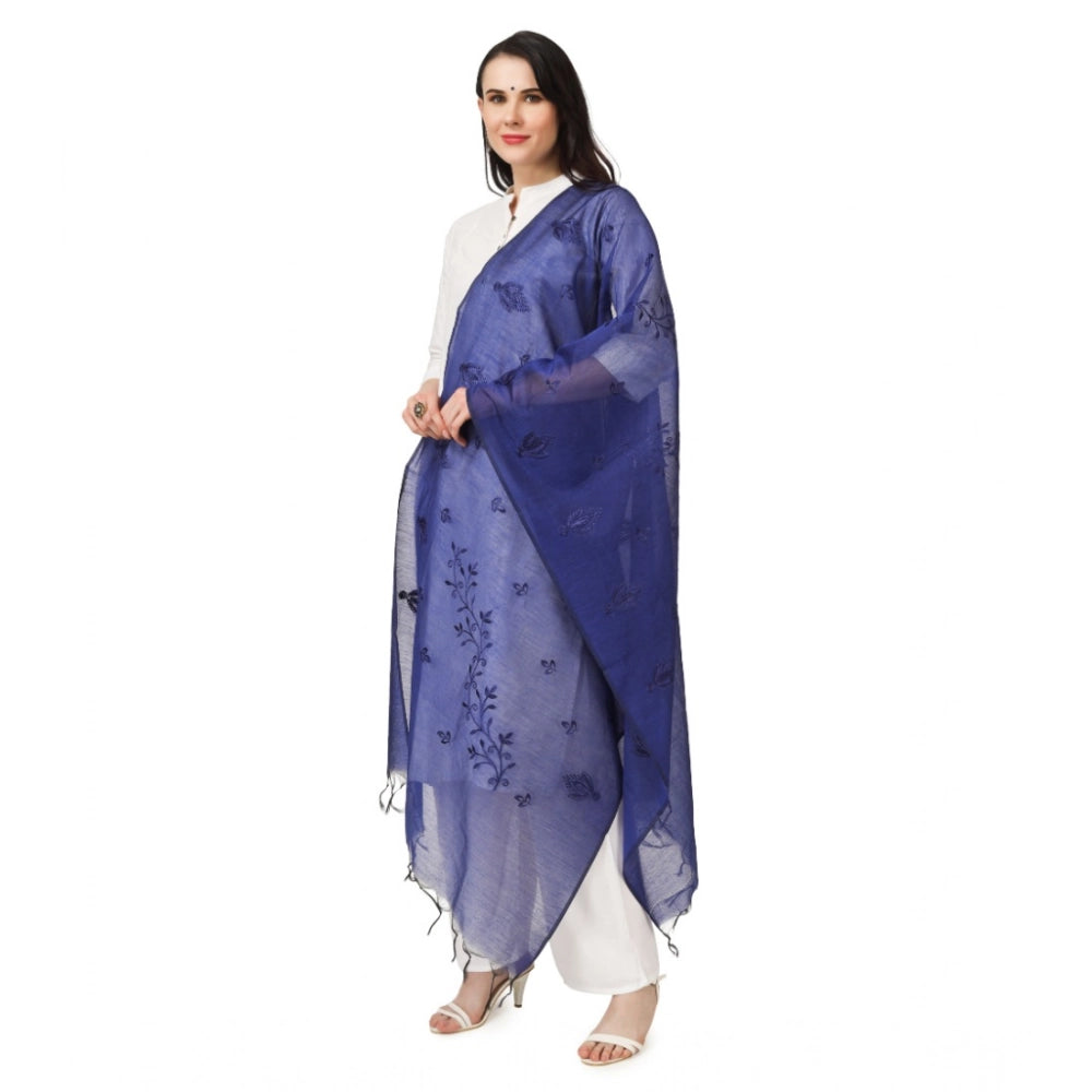 Seduva Women's Cotton Embroidered Dupatta (Blue, Length:��2.25 to 2.50 Mtr)