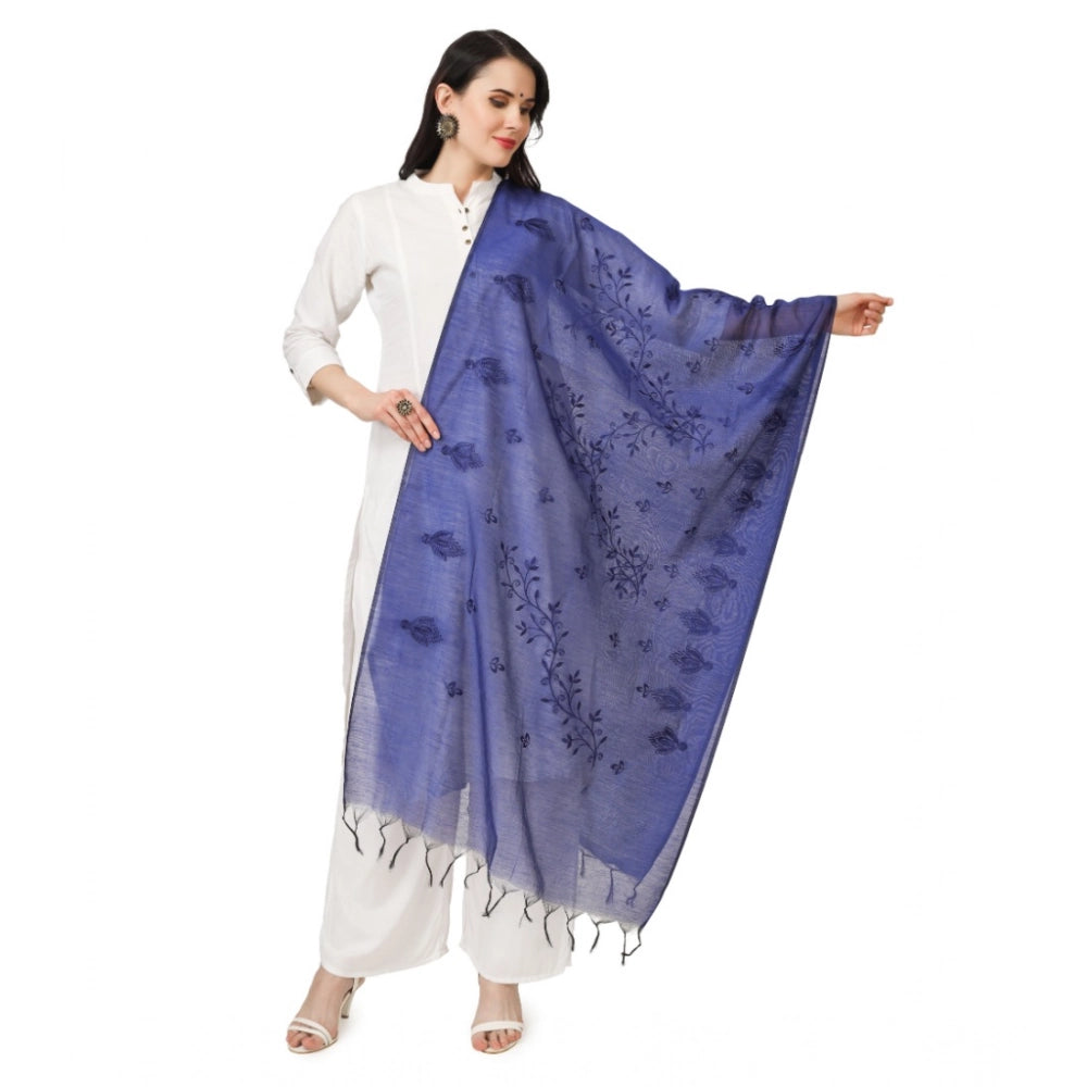 Seduva Women's Cotton Embroidered Dupatta (Blue, Length:��2.25 to 2.50 Mtr)