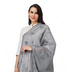 Seduva Women's Cotton Embroidered Dupatta (Grey, Length:��2.25 to 2.50 Mtr)