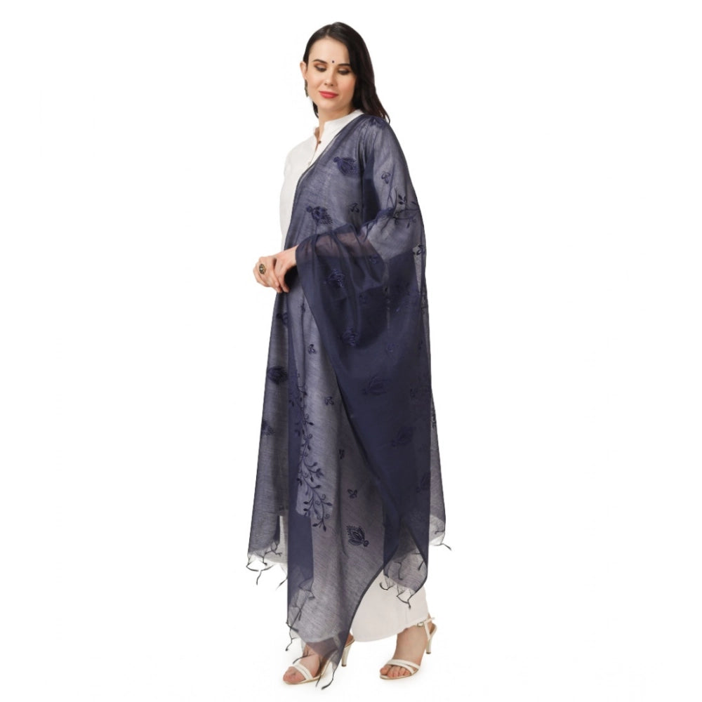 Seduva Women's Cotton Embroidered Dupatta (Dark Blue, Length:��2.25 to 2.50 Mtr)