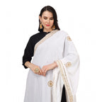 Seduva Women's Velvet Gotta Patti Dupatta (White, Length:��2.25 to 2.50 Mtr)