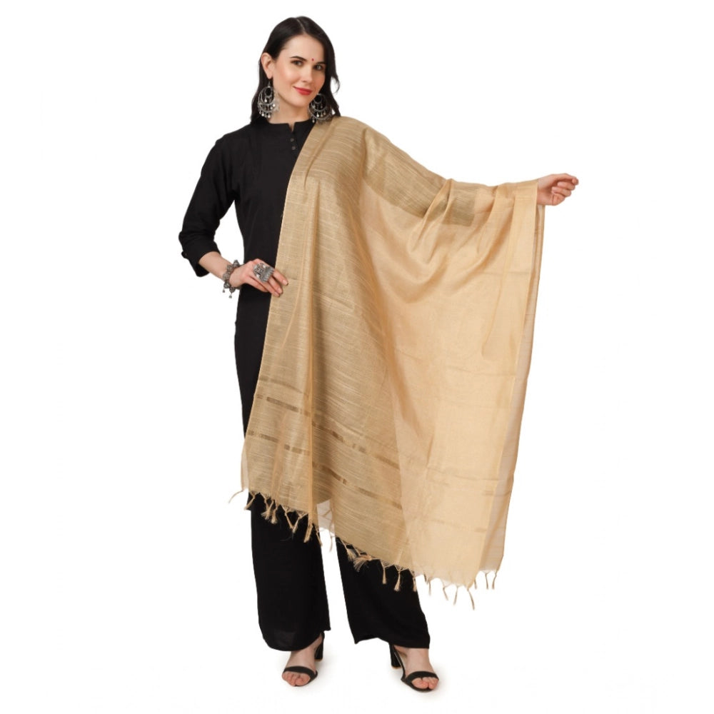 Seduva Women's Chanderi Solid Dupatta (Gold, Length:��2.25 to 2.50 Mtr)