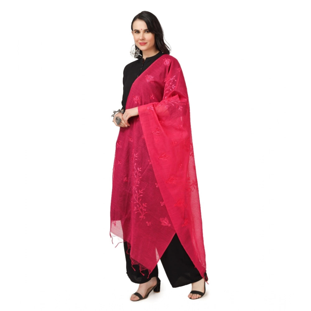 Seduva Women's Cotton Embroidered Dupatta (Maroon, Length:��2.25 to 2.50 Mtr)