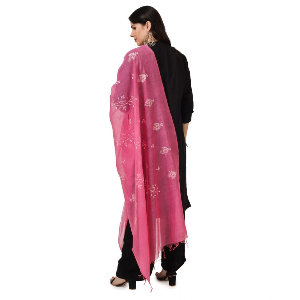 Seduva Women's Cotton Embroidered Dupatta (Pink, Length:��2.25 to 2.50 Mtr)