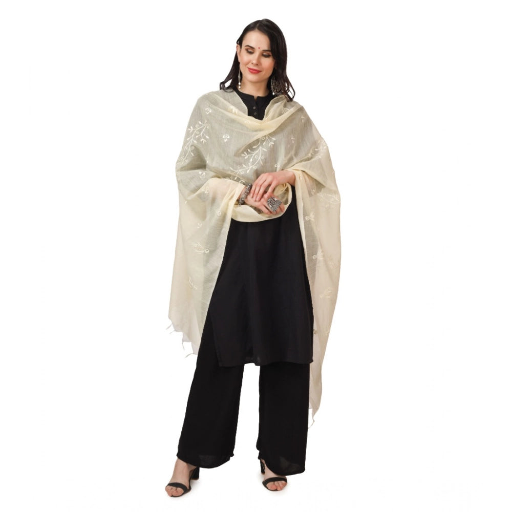 Seduva Women's Cotton Embroidered Dupatta (Off-White, Length:��2.25 to 2.50 Mtr)