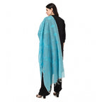 Seduva Women's Cotton Embroidered Dupatta (Aqua Blue, Length:��2.25 to 2.50 Mtr)