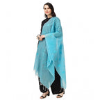 Seduva Women's Cotton Embroidered Dupatta (Aqua Blue, Length:��2.25 to 2.50 Mtr)