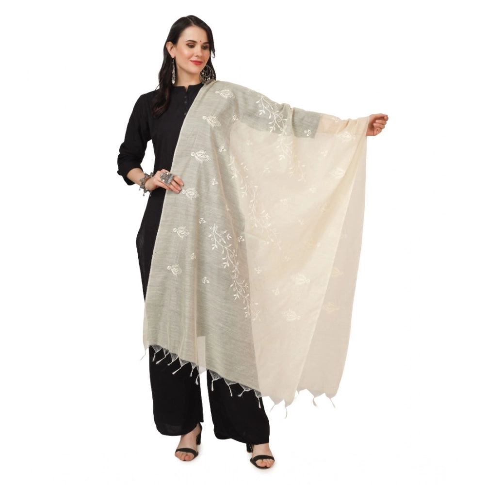 Seduva Women's Cotton Embroidered Dupatta (Off-White, Length:��2.25 to 2.50 Mtr)