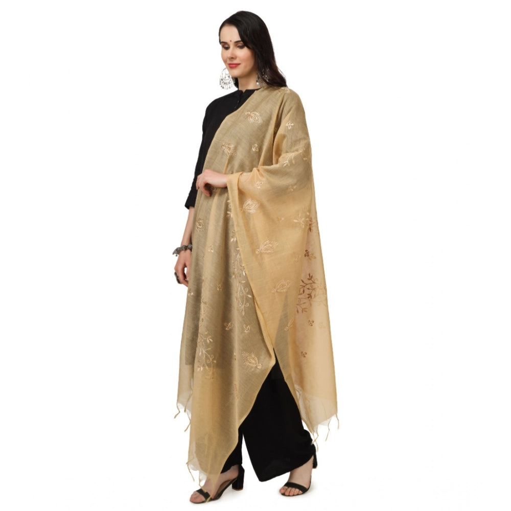 Seduva Women's Cotton Embroidered Dupatta (Gold, Length:��2.25 to 2.50 Mtr)