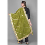 Seduva Women's Velvet Gotta Patti Dupatta (Olive, Length:��2.25 to 2.50 Mtr)