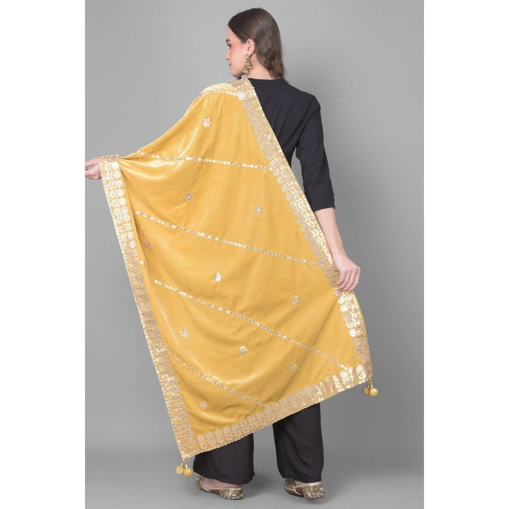 Seduva Women's Velvet Gotta Patti Dupatta (Gold, Length:��2.25 to 2.50 Mtr)