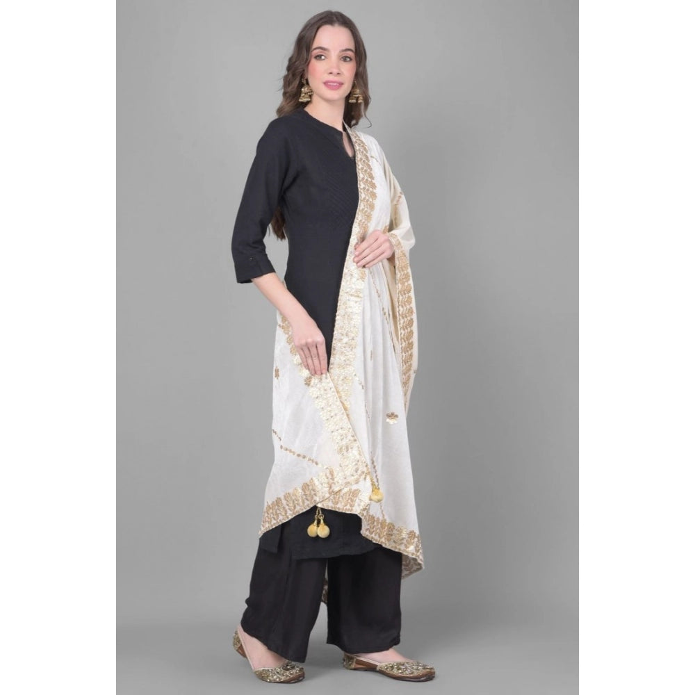 Seduva Women's Velvet Gotta Patti Dupatta (White, Length:��2.25 to 2.50 Mtr)
