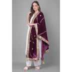 Seduva Women's Velvet Gotta Patti Dupatta (Wine, Length:��2.25 to 2.50 Mtr)