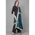 Seduva Women's Velvet Gotta Patti Dupatta (Teal, Length:��2.25 to 2.50 Mtr)
