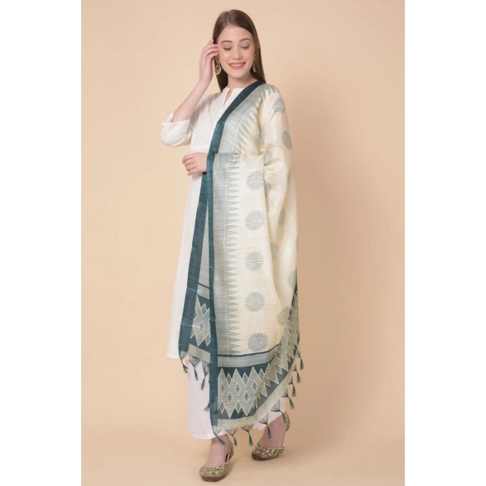 Seduva Women's Art Silk Printed Dupatta (Grey, Length:��2.25 to 2.50 Mtr)