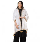 Seduva Women's Velvet Gotta Patti Dupatta (White, Length:��2.25 to 2.50 Mtr)