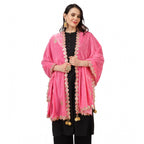 Seduva Women's Velvet Gotta Patti Dupatta (Pink, Length:��2.25 to 2.50 Mtr)
