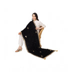 Seduva Women's Velvet Gotta Patti Dupatta (Black, Length:��2.25 to 2.50 Mtr)
