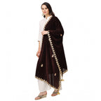 Seduva Women's Velvet Gotta Patti Dupatta (Brown, Length:��2.25 to 2.50 Mtr)