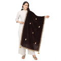 Seduva Women's Velvet Gotta Patti Dupatta (Brown, Length:��2.25 to 2.50 Mtr)