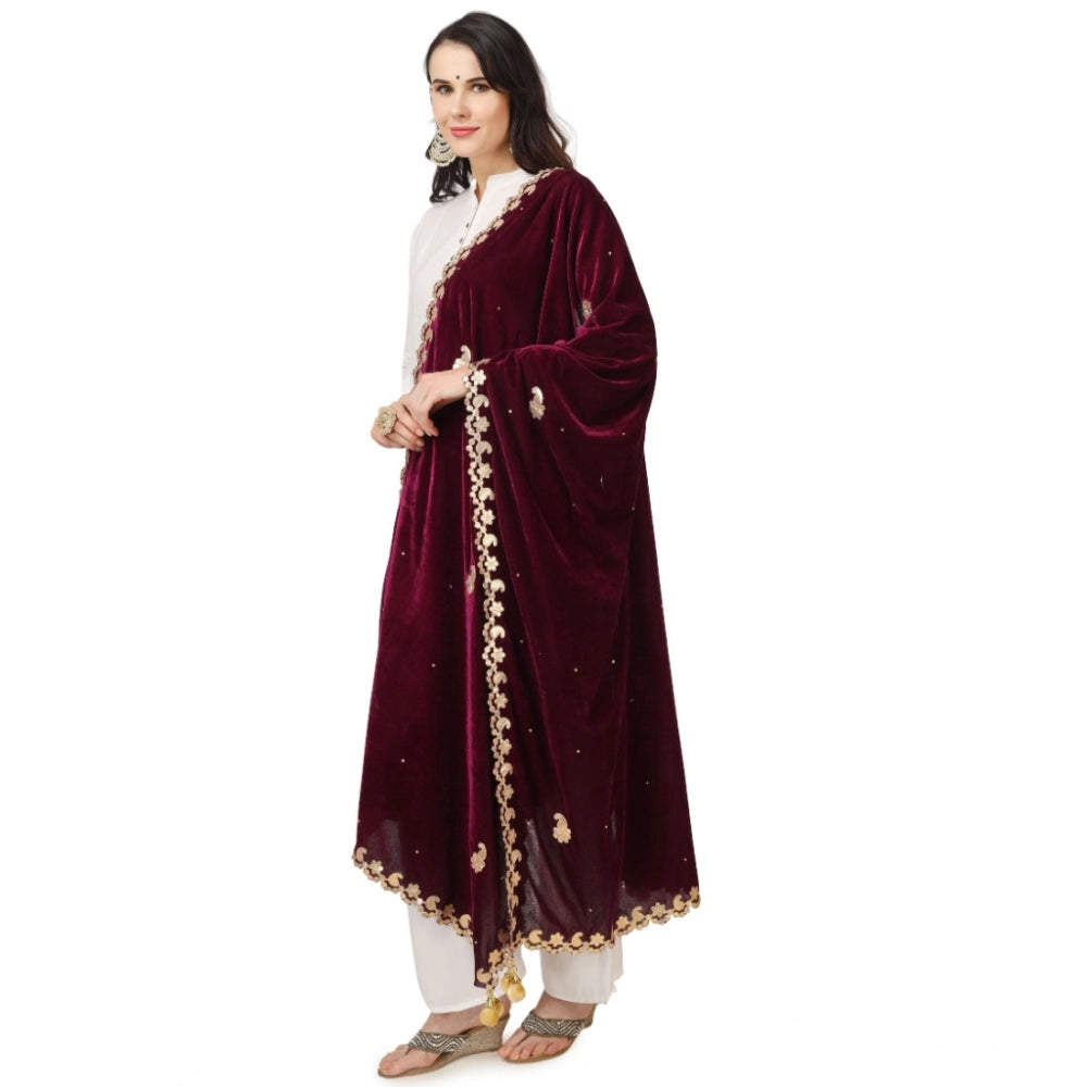 Seduva Women's Velvet Gotta Patti Dupatta (Purple, Length:��2.25 to 2.50 Mtr)