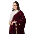 Seduva Women's Velvet Gotta Patti Dupatta (Purple, Length:��2.25 to 2.50 Mtr)